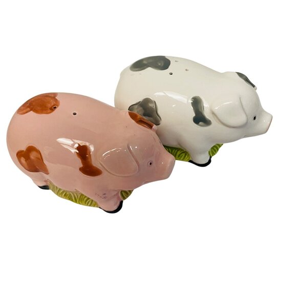 Vintage Pig Salt & Pepper Shaker Set Ceramic Made In Japan Farmhouse Decor 4 1/2 - Picture 5 of 7